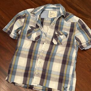 American Eagle Outfitters Men’s Plaid Shirt - XS.  Blue, White, Yellow